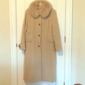 Fur collard wool coat